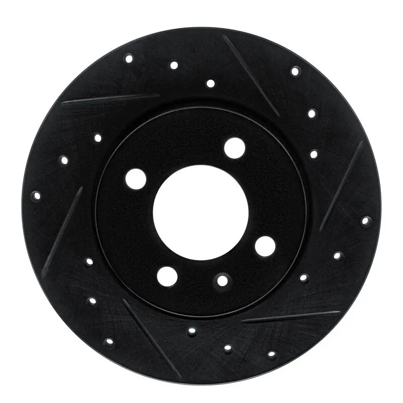 R1 84-97 Audi Coupe Front Right Drilled & Slotted Black Brake Rotor 1