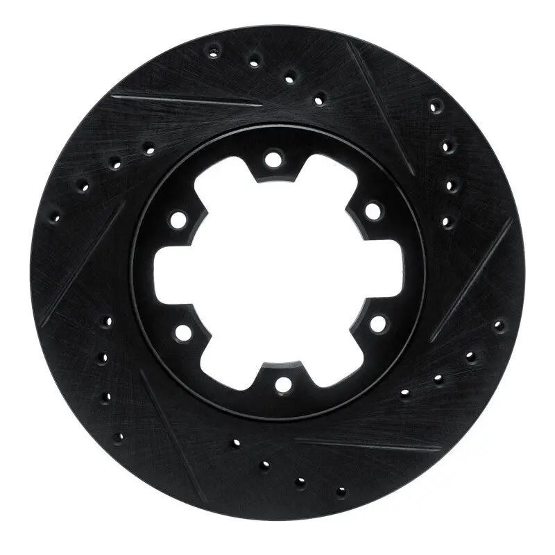 R1 85-02 Nissan D21 Pickup 4Wd (4 Cyl Excl Hd) Front Right Drilled & Slotted Black Brake Rotor 1