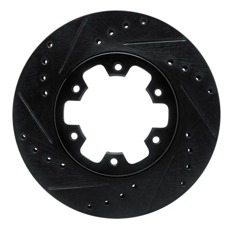 R1 85-02 Nissan Pathfinder Front Left Drilled & Slotted Black Brake Rotor 1