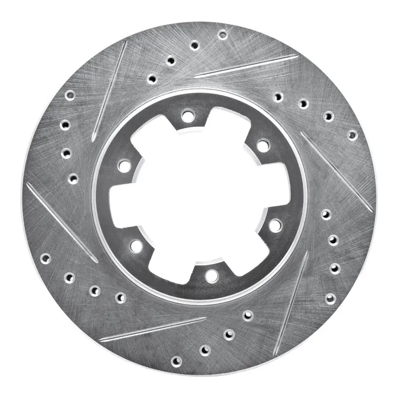 R1 85-02 Nissan Pickup Hardbody Front Left Drilled & Slotted Silver Brake Rotor 1
