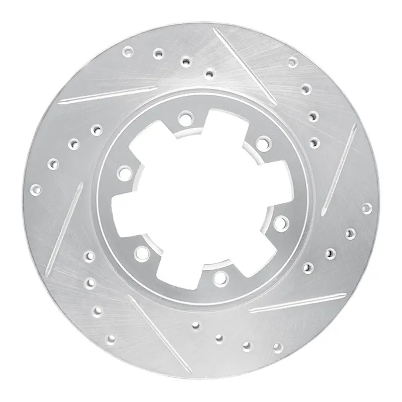 R1 85-02 Nissan Pickup Hardbody Front Right Drilled & Slotted Silver Brake Rotor 1