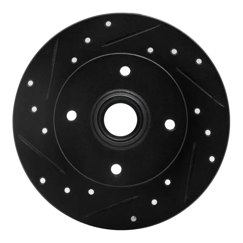 R1 85-02 Volkswagen Cabrio Rear Left Drilled & Slotted Black Brake Rotor 1