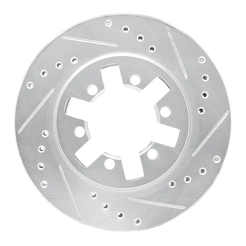 R1 85-12 Nissan D21 Hardbody Pickup Hd (6 Cyl) Front Right Drilled & Slotted Silver Brake Rotor 1
