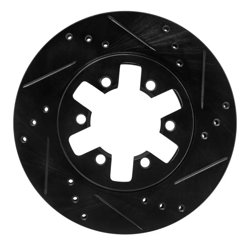 R1 85-12 Nissan D21 Pickup Rwd (4 Cyl Excl Hd) Front Right Drilled & Slotted Black Brake Rotor 1