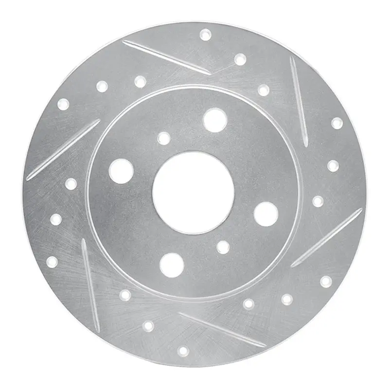 R1 85-86 Toyota Mr2 Rear Right Drilled & Slotted Silver Brake Rotor 1