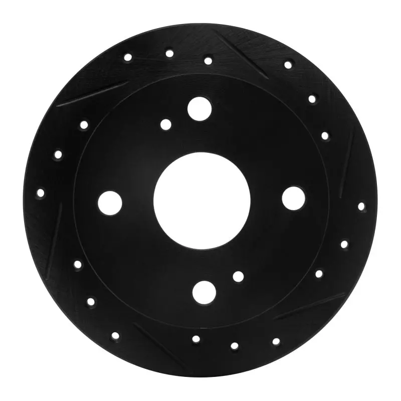 R1 85-87 Toyota Corolla (Us/Canada) Rear Right Drilled & Slotted Black Brake Rotor 1