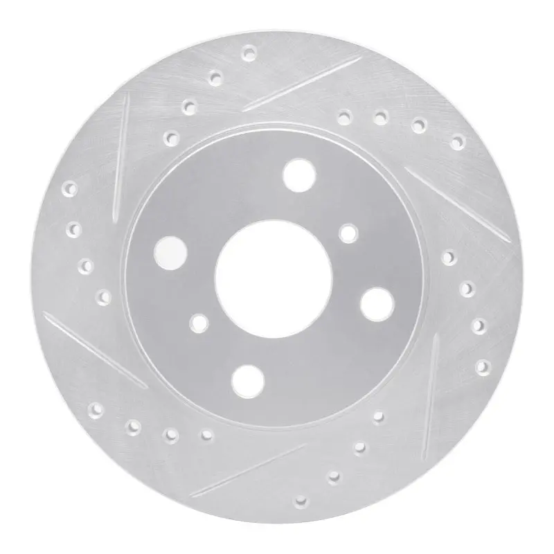 R1 85-88 Chevrolet Nova Front Left Drilled & Slotted Silver Brake Rotor 1