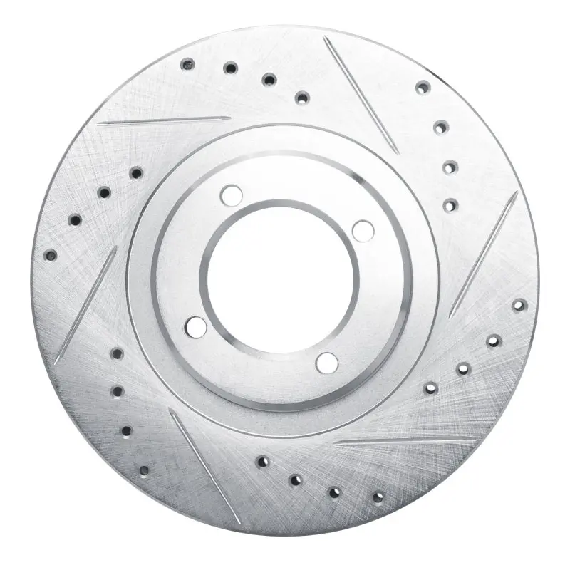 R1 85-88 Toyota Cressida Front Right Drilled & Slotted Silver Brake Rotor 1