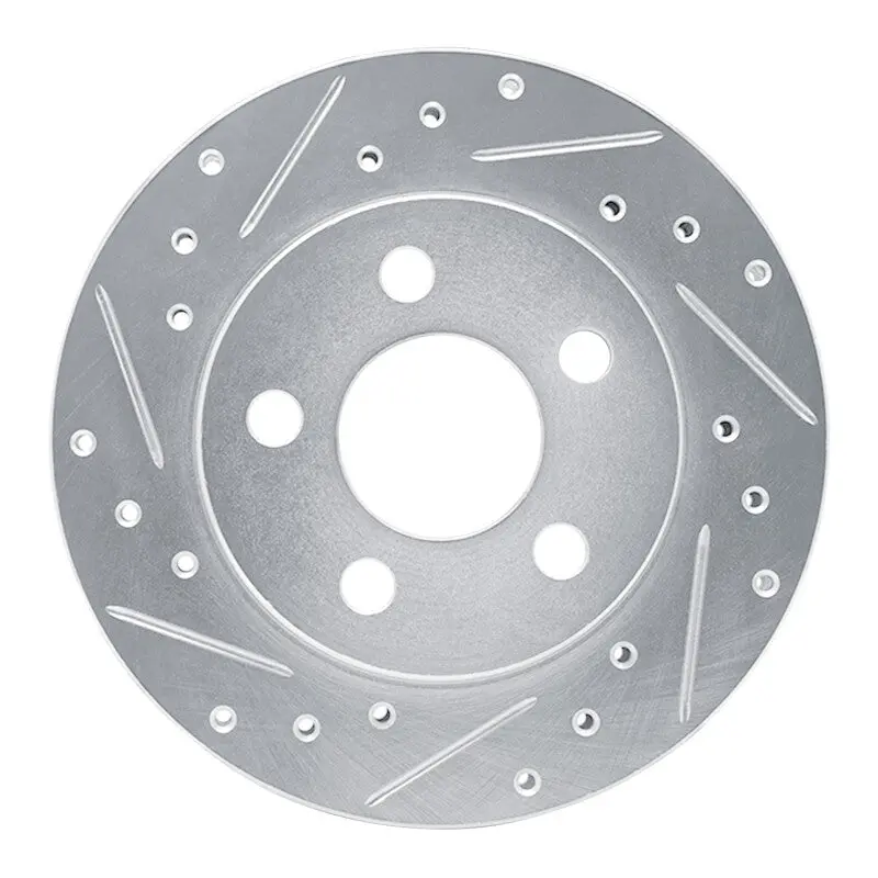 R1 85-89 Dodge Shadow Front Left Drilled & Slotted Silver Brake Rotor 1
