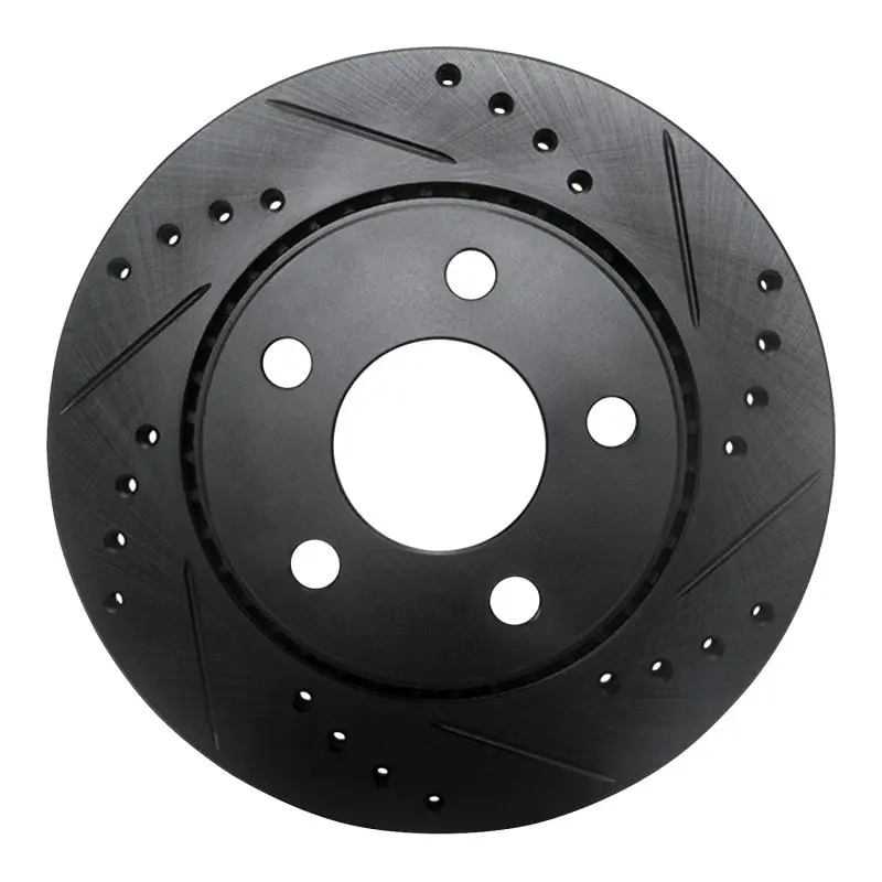 R1 85-91 Audi 200 Quattro Rear Right Drilled & Slotted Black Brake Rotor 1