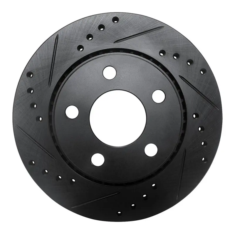 R1 85-91 Audi 5000Cs Turbo Quattro Rear Left Drilled & Slotted Black Brake Rotor 1