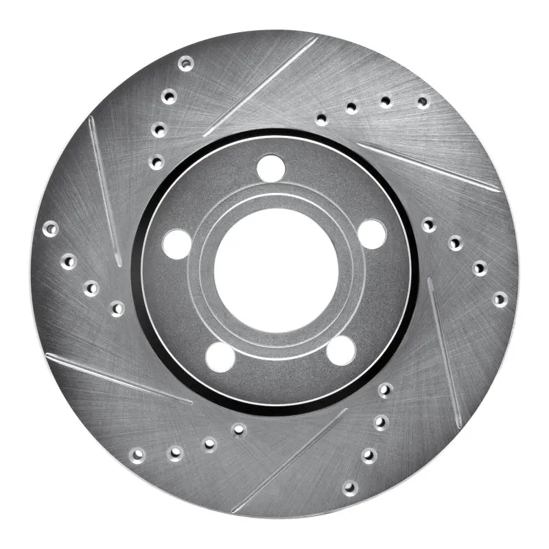 R1 85-91 Audi 5000S Quattro Front Left Drilled & Slotted Silver Brake Rotor 1