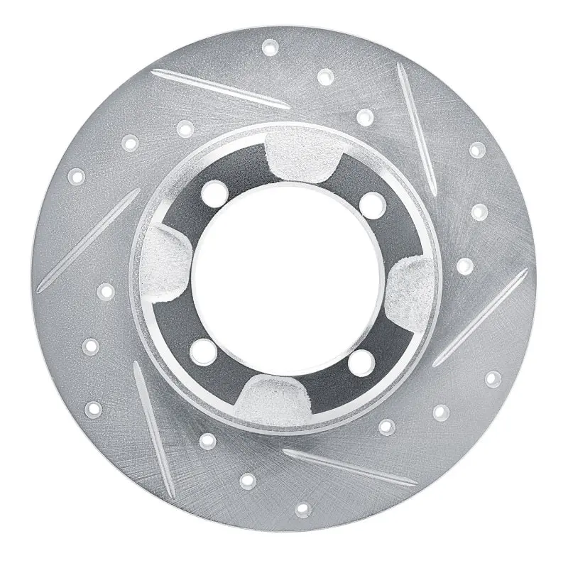 R1 85-91 Dodge Colt Front Right Drilled & Slotted Silver Brake Rotor 1
