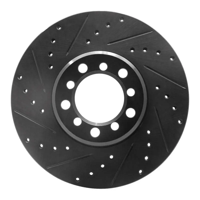 R1 85-91 Mercedes-Benz 300Se Front Left Drilled & Slotted Black Brake Rotor 1