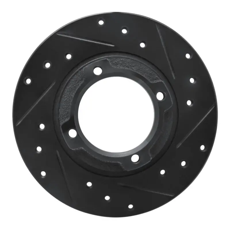 R1 85-91 Subaru Loyale Rear Right Drilled & Slotted Black Brake Rotor 1