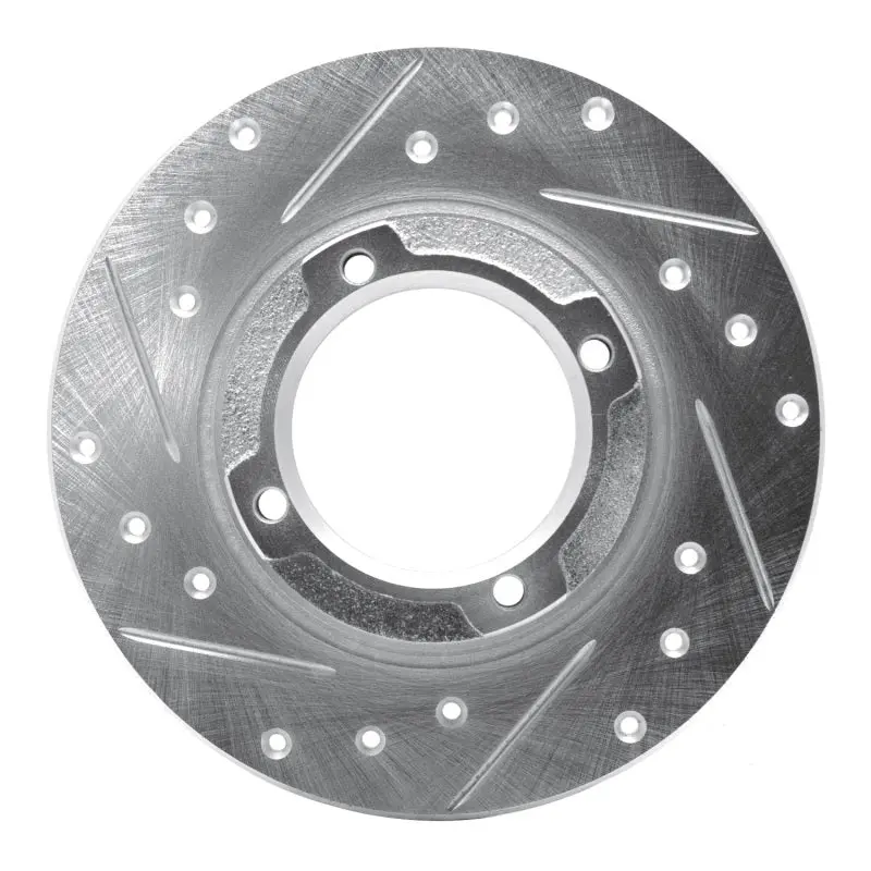 R1 85-91 Subaru Xt Rear Left Drilled & Slotted Silver Brake Rotor 1