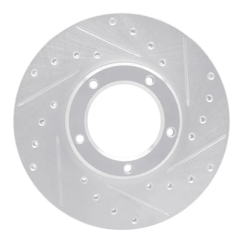 R1 85-92 Toyota Pickup Front Right Drilled & Slotted Silver Brake Rotor 1