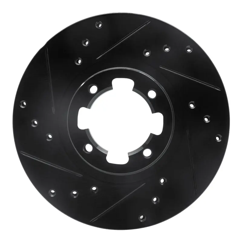 R1 85-94 Subaru Gl-10 Front Left Drilled & Slotted Black Brake Rotor 1