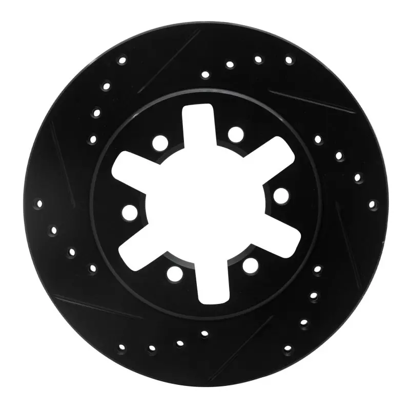 R1 85-97 Nissan 720 Datsun Front Left Drilled & Slotted Black Brake Rotor 1
