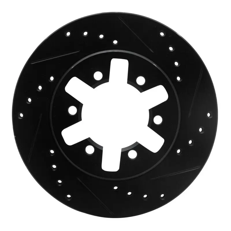 R1 85-97 Nissan D21 Pickup Rwd (4 Cyl Excl Hd) Front Right Drilled & Slotted Black Brake Rotor 1