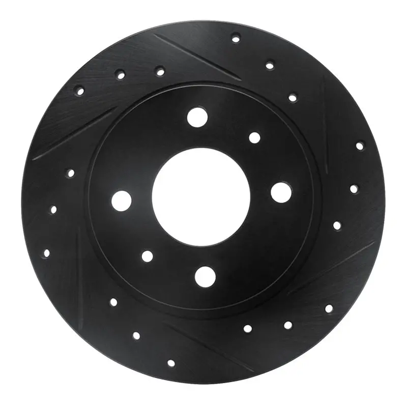R1 86-06 Nissan Tsuru (Mexico) Front Right Drilled & Slotted Black Brake Rotor 1