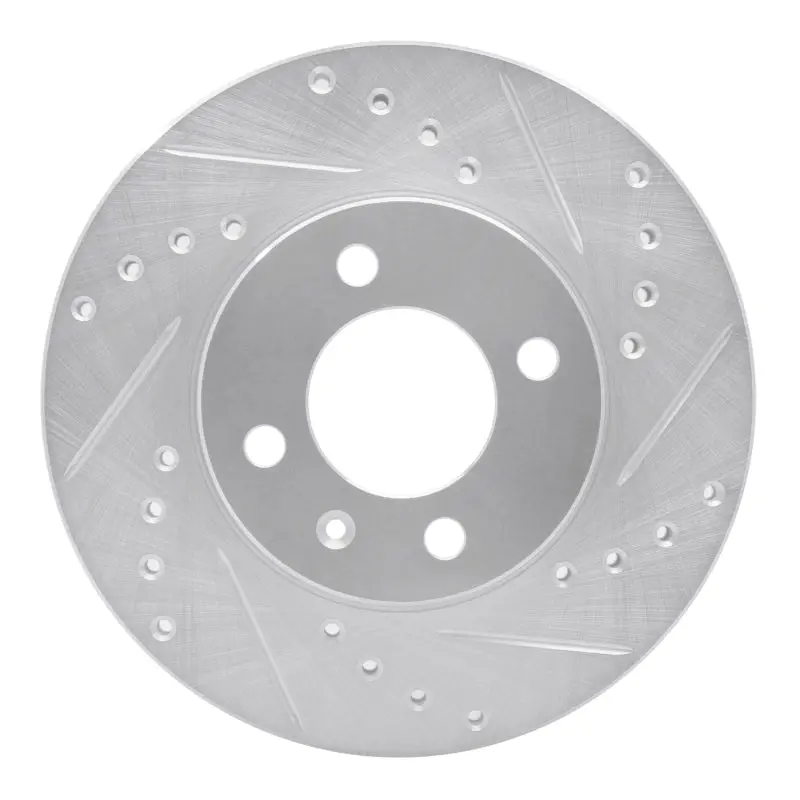 R1 86-08 Volkswagen Jetta Sedan Front Right Drilled & Slotted Silver Brake Rotor 1
