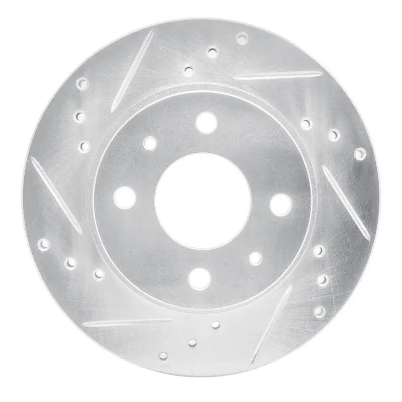 R1 86-17 Nissan Nx Front Left Drilled & Slotted Silver Brake Rotor 1