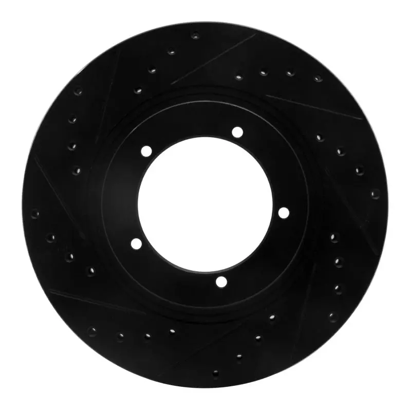 R1 86-86 Porsche 944 Turbo Front Left Drilled & Slotted Black Brake Rotor 1