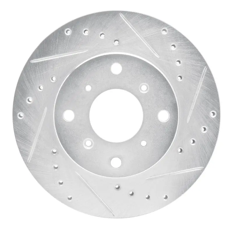 R1 86-87 Acura Legend Front Right Drilled & Slotted Silver Brake Rotor 1