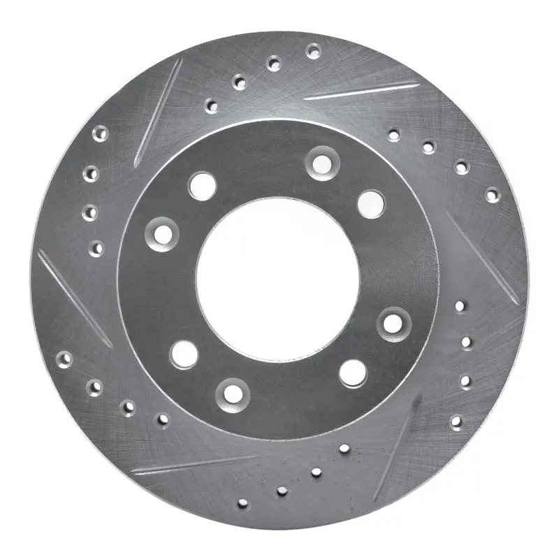 R1 86-88 Mazda Rx-7 Front Left Drilled & Slotted Silver Brake Rotor 1