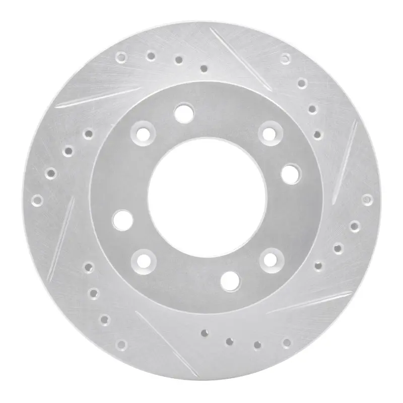 R1 86-88 Mazda Rx-7 Front Right Drilled & Slotted Silver Brake Rotor 1