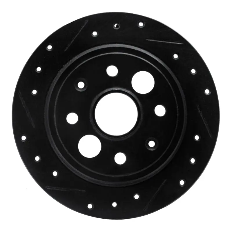 R1 86-89 Acura Integra Rear Left Drilled & Slotted Black Brake Rotor 1
