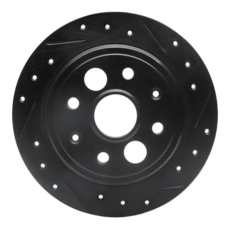R1 86-89 Acura Integra Rear Right Drilled & Slotted Black Brake Rotor 1