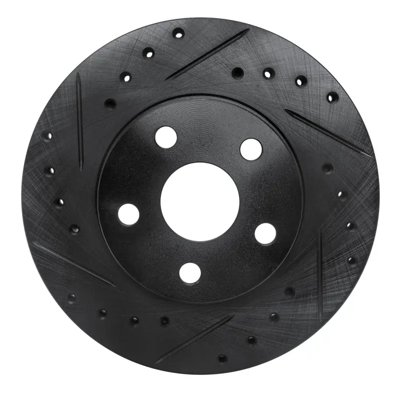 R1 86-89 Toyota Celica Front Left Drilled & Slotted Black Brake Rotor 1