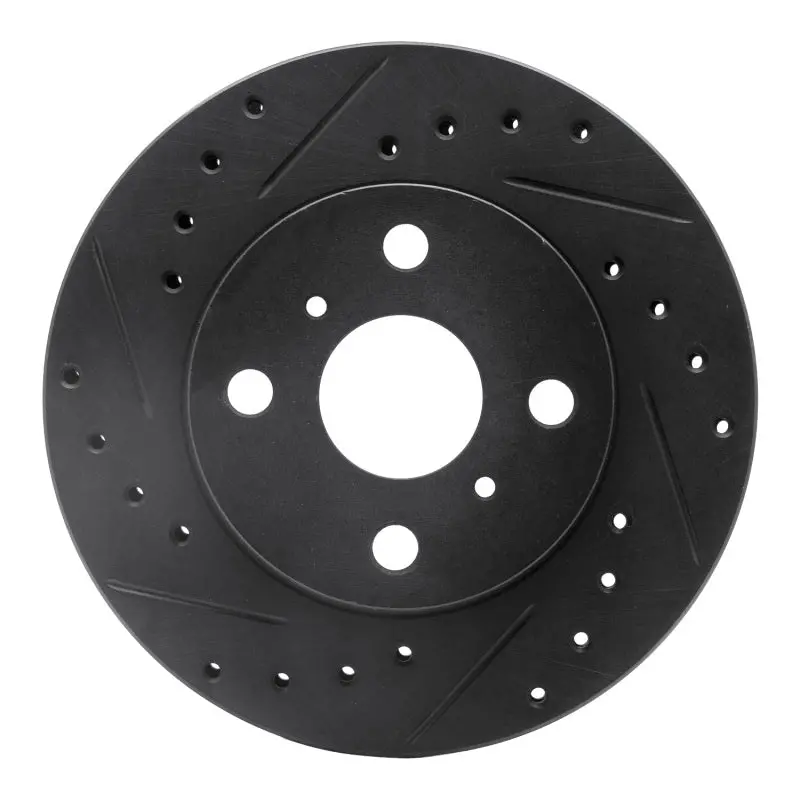 R1 86-89 Toyota Celica Front Left Drilled & Slotted Black Brake Rotor 1