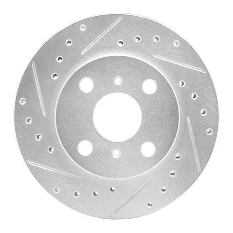 R1 86-89 Toyota Celica Front Left Drilled & Slotted Silver Brake Rotor 1