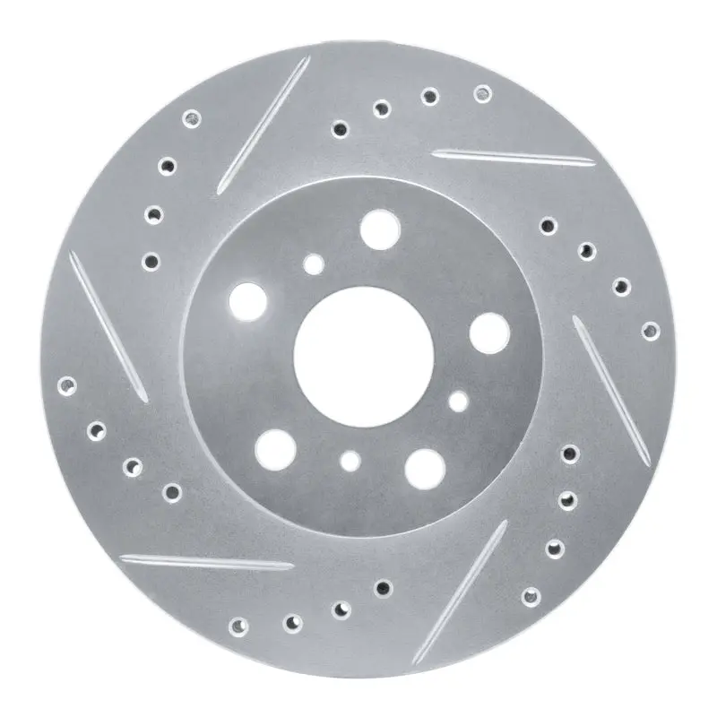 R1 86-89 Toyota Celica Front Left Drilled & Slotted Silver Brake Rotor 1