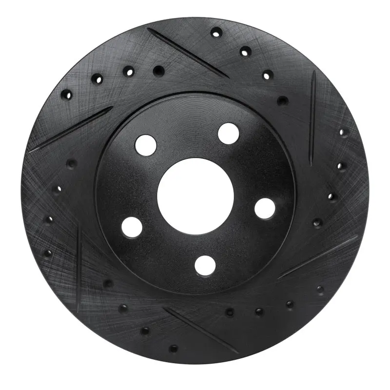 R1 86-89 Toyota Celica Front Right Drilled & Slotted Black Brake Rotor 1