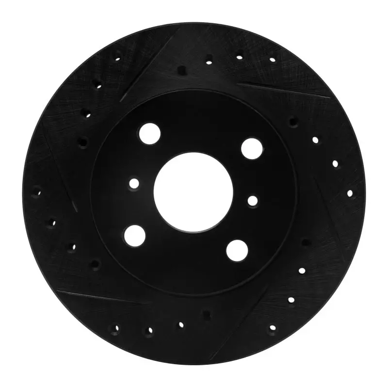 R1 86-89 Toyota Celica Front Right Drilled & Slotted Black Brake Rotor 1