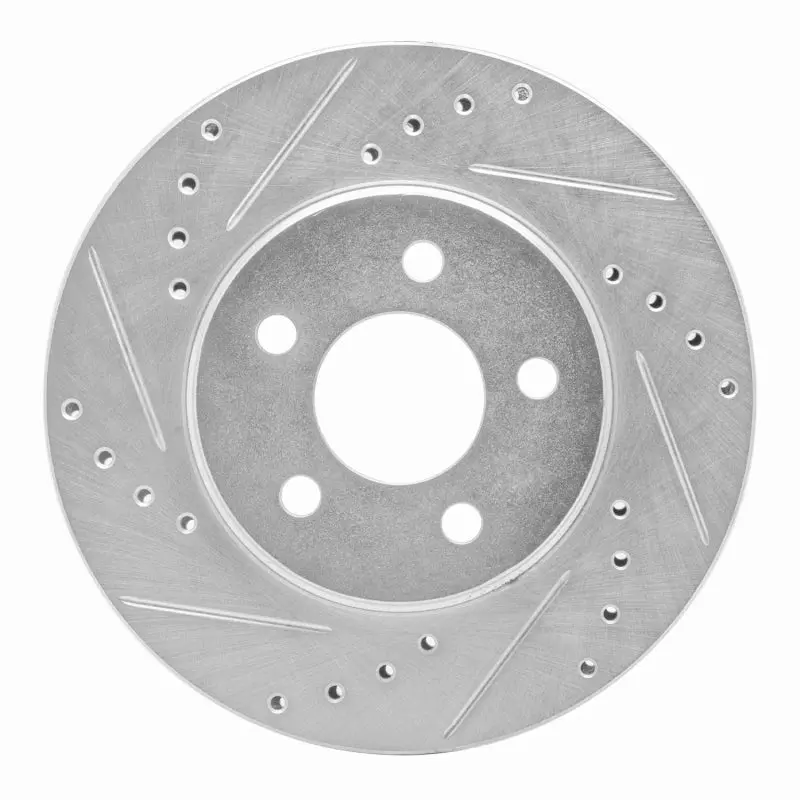 R1 86-90 Chrysler Town & Country Front Left Drilled & Slotted Silver Brake Rotor 1