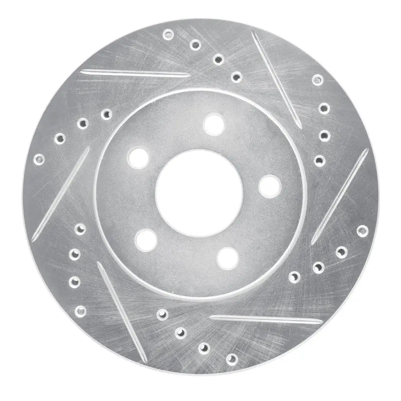 R1 86-90 Chrysler Town & Country Front Right Drilled & Slotted Silver Brake Rotor 1