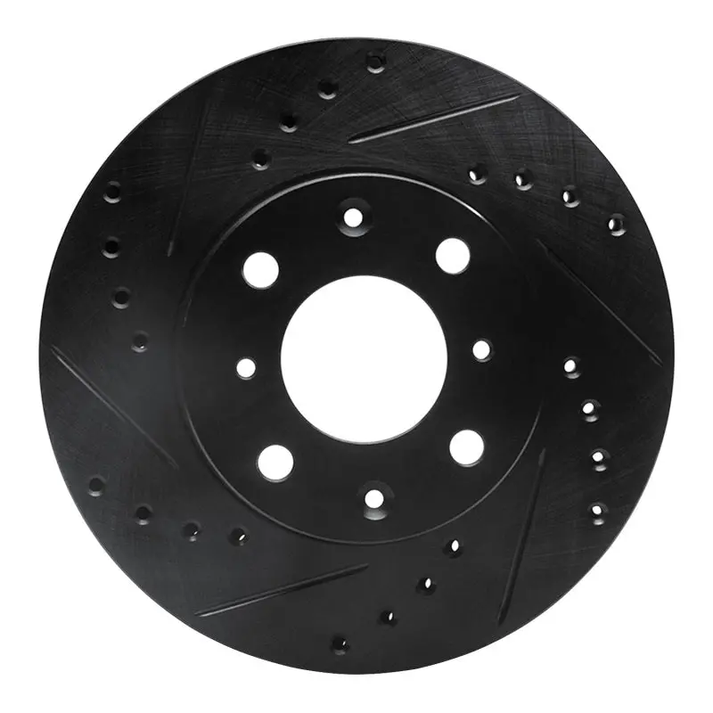 R1 86-91 Acura Integra Front Left Drilled & Slotted Black Brake Rotor 1