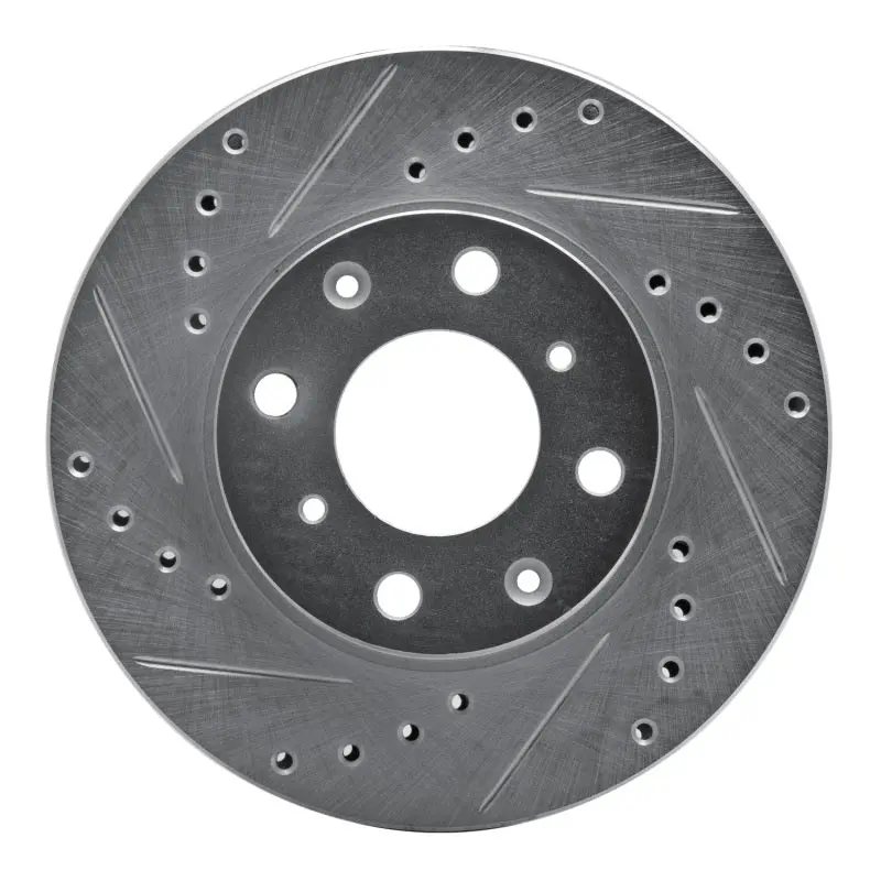 R1 86-91 Acura Integra Front Left Drilled & Slotted Silver Brake Rotor 1
