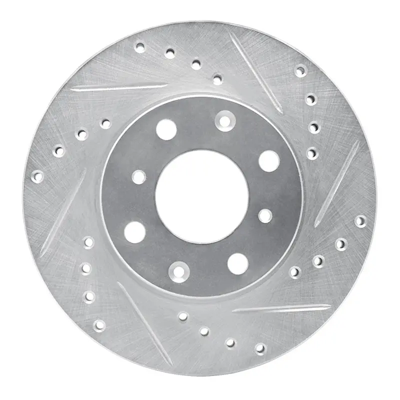 R1 86-91 Acura Integra Front Right Drilled & Slotted Silver Brake Rotor 1