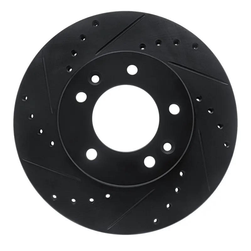 R1 86-91 Mazda Rx-7 Front Left Drilled & Slotted Black Brake Rotor 1