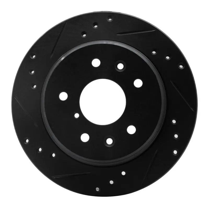 R1 86-91 Mazda Rx-7 Rear Left Drilled & Slotted Black Brake Rotor 1