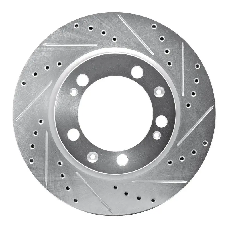 R1 86-91 Porsche 928 Left Front Drilled & Slotted Silver Brake Rotor 1