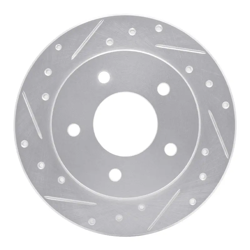 R1 86-92 Buick Reatta Rear Left Drilled & Slotted Silver Brake Rotor 1