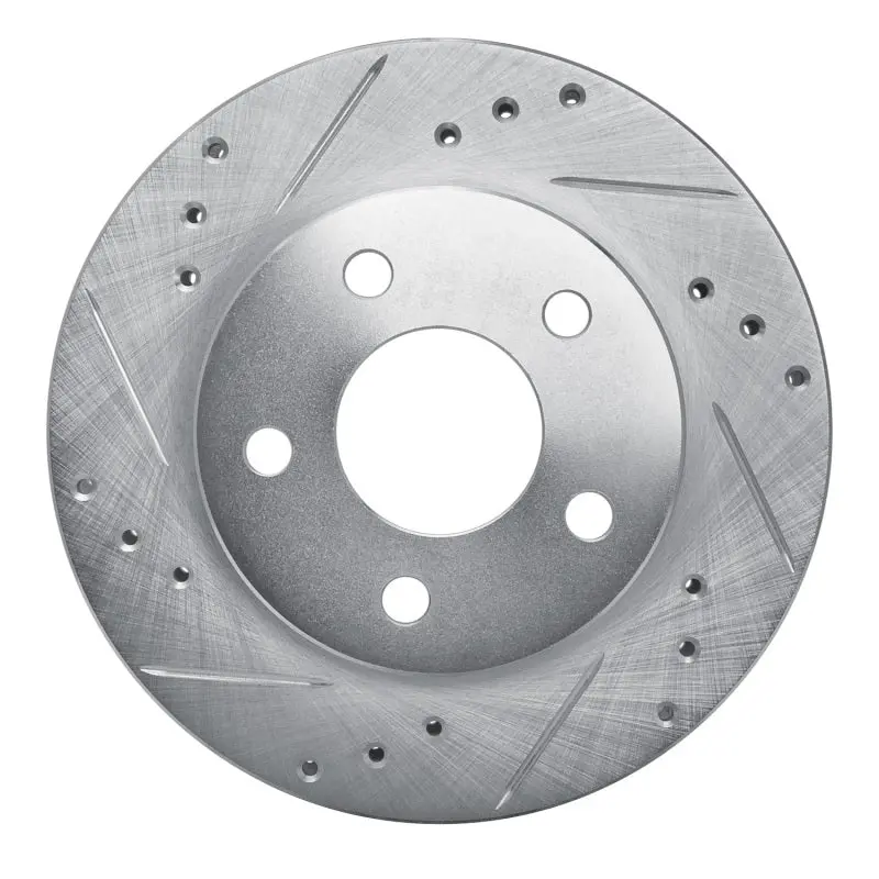 R1 86-92 Ford Thunderbird Front Left Rear Left Drilled & Slotted Silver Brake Rotor 1