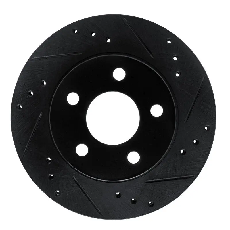 R1 86-92 Ford Thunderbird Rear Right Front Right Drilled & Slotted Black Brake Rotor 1
